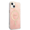 Guess GUBPP14MH4EACSP Custodia + Caricatore Wireless Apple iPhone 14 Plus / iPhone 15 Plus Rosa Hardcase, 4G Print, MagSafe