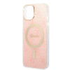 Guess GUBPP14MH4EACSP Custodia + Caricatore Wireless Apple iPhone 14 Plus / iPhone 15 Plus Rosa Hardcase, 4G Print, MagSafe