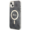 Guess GUBPP14MH4EACSK Custodia + Caricatore Wireless Apple iPhone 14 Plus / iPhone 15 Plus nera Hardcase, 4G Print, MagSafe