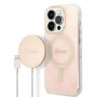 Guess GUBPP14LH4EACSP Custodia + Caricatore wireless Apple iPhone 14 Pro rosa hardcase, 4G Print, MagSafe