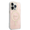 Guess GUBPP14LH4EACSP Custodia + Caricatore wireless Apple iPhone 14 Pro rosa hardcase, 4G Print, MagSafe