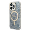 Guess GUBPP14LH4EACSB Custodia + Caricatore wireless Apple iPhone 14 Pro blu hardcase, 4G Print, MagSafe
