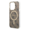 Guess GUBPP14LH4EACSW Custodia + Caricatore Wireless Apple iPhone 14 Pro Marrone Hardcase, 4G Print, MagSafe