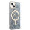 Custodia + caricatore wireless Guess GUBPP14MH4EACSB per Apple iPhone 14 Plus / iPhone 15 Plus blu, hardcase, 4G Print, MagSafe