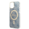 Custodia + caricatore wireless Guess GUBPP14MH4EACSB per Apple iPhone 14 Plus / iPhone 15 Plus blu, hardcase, 4G Print, MagSafe