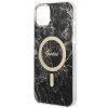Guess GUBPP14MHMEACSK Custodia + Caricatore Wireless Apple iPhone 14 Plus / iPhone 15 Plus nera Hardcase, Marble, MagSafe