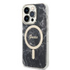 Guess GUBPP14XHMEACSK Custodia + Caricatore Wireless per Apple iPhone 14 Pro Max, nera, hardcase, Marble, MagSafe