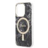 Guess GUBPP14XHMEACSK Custodia + Caricatore Wireless per Apple iPhone 14 Pro Max, nera, hardcase, Marble, MagSafe