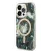 Guess GUBPP14LHJEACSA Custodia + Caricatore wireless Apple iPhone 14 Pro verde hardcase, Jungle, MagSafe