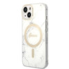 Custodia + caricatore wireless Guess GUBPP14MHMEACSH per Apple iPhone 14 Plus / iPhone 15 Plus, bianca, hardcase, Marble, MagSafe