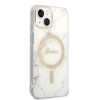 Custodia + caricatore wireless Guess GUBPP14MHMEACSH per Apple iPhone 14 Plus / iPhone 15 Plus, bianca, hardcase, Marble, MagSafe