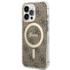 Guess GUBPP13LH4EACSW Custodia + Caricatore wireless Apple iPhone 13 Pro marrone hardcase, 4G Print, MagSafe