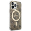 Guess GUBPP13LH4EACSW Custodia + Caricatore wireless Apple iPhone 13 Pro marrone hardcase, 4G Print, MagSafe