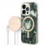 Guess GUBPP14XHJEACSA Custodia + Caricatore wireless per Apple iPhone 14 Pro Max, Jungle, custodia rigida verde, MagSafe