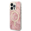 Guess GUBPP14LHJEACSP Custodia + Caricatore wireless per Apple iPhone 14 Pro, Jungle, custodia rigida rosa, MagSafe