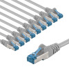 Cavo patch Goobay CAT 6A S/FTP (PiMF), 5 m, grigio, set da 10, conduttore in rame (CU), guaina senza alogeni (LSZH)