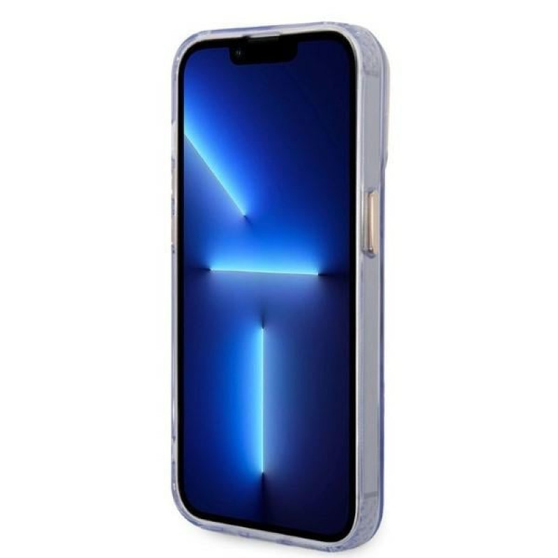 Guess GUHMP14XHTCMU Custodia rigida viola per Apple iPhone 14 Pro Max, Gold Outline Translucent, MagSafe