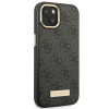 Custodia rigida nera Guess GUHMP14MU4GPRK per Apple iPhone 14 Plus / 15 Plus, 4G Logo Plate, MagSafe