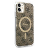 Custodia + caricatore wireless Guess GUBPN61H4EACSW per Apple iPhone 11, 4G Print, custodia rigida marrone, MagSafe
