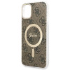 Custodia + caricatore wireless Guess GUBPN61H4EACSW per Apple iPhone 11, 4G Print, custodia rigida marrone, MagSafe