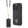 Custodia rigida nera Guess GUHCP13LP4TDSCPK per Apple iPhone 13/13 Pro, Crossbody 4G Metal Logo