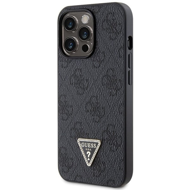 Custodia rigida nera Guess GUHCP13LP4TDSCPK per Apple iPhone 13/13 Pro, Crossbody 4G Metal Logo
