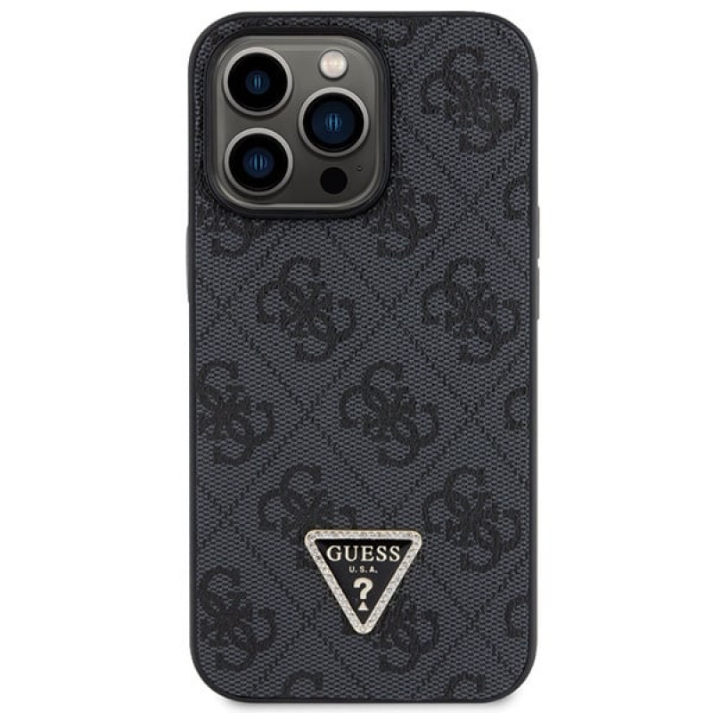 Custodia rigida nera Guess GUHCP13LP4TDSCPK per Apple iPhone 13/13 Pro, Crossbody 4G Metal Logo