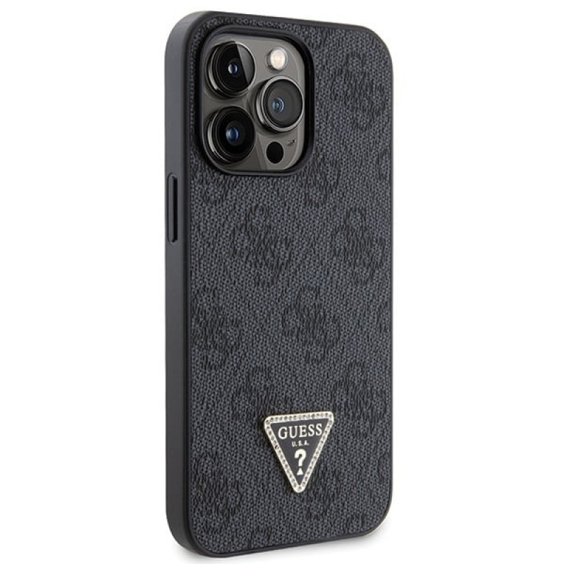 Custodia rigida nera Guess GUHCP13LP4TDSCPK per Apple iPhone 13/13 Pro, Crossbody 4G Metal Logo
