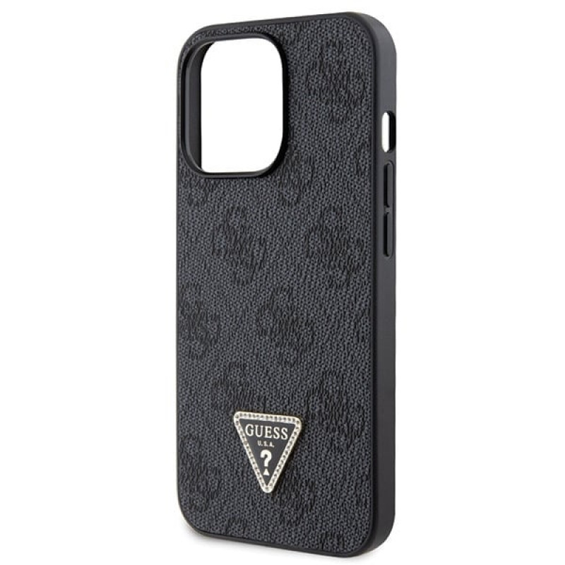 Custodia rigida nera Guess GUHCP13LP4TDSCPK per Apple iPhone 13/13 Pro, Crossbody 4G Metal Logo