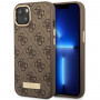 Guess GUHMP14MU4GPRW custodia rigida marrone per Apple iPhone 14 Plus / 15 Plus, 4G Logo Plate, MagSafe