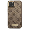 Guess GUHMP14MU4GPRW custodia rigida marrone per Apple iPhone 14 Plus / 15 Plus, 4G Logo Plate, MagSafe