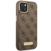 Guess GUHMP14MU4GPRW custodia rigida marrone per Apple iPhone 14 Plus / 15 Plus, 4G Logo Plate, MagSafe