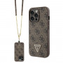 Guess GUHCP13LP4TDSCPW custodia rigida marrone per Apple iPhone 13/13 Pro, Crossbody 4G Metal Logo
