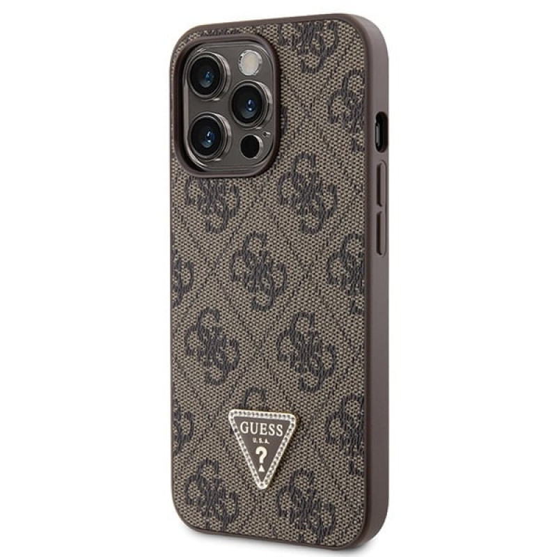 Guess GUHCP13LP4TDSCPW custodia rigida marrone per Apple iPhone 13/13 Pro, Crossbody 4G Metal Logo