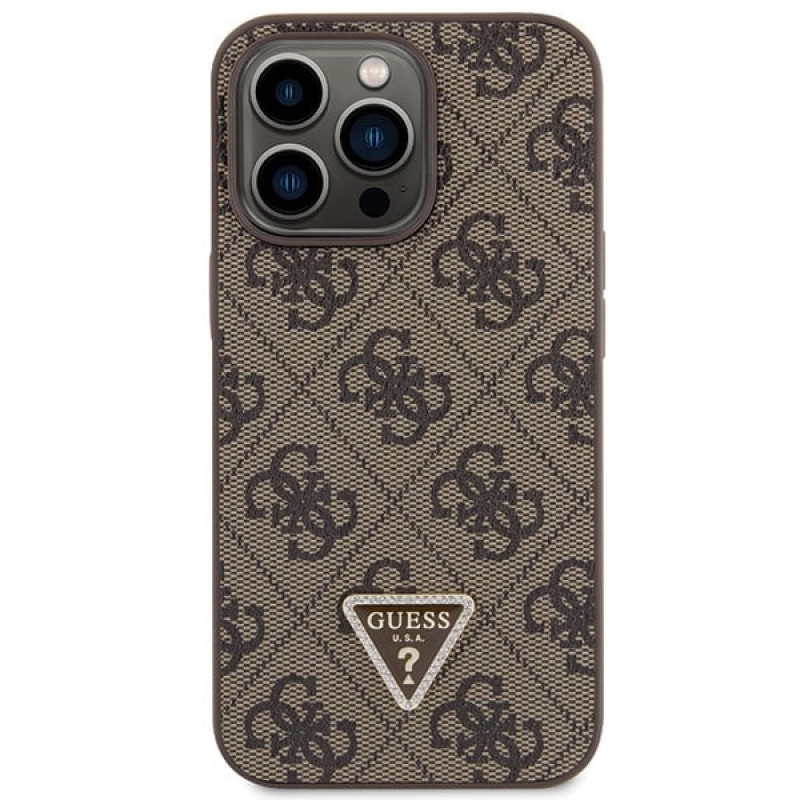 Guess GUHCP13LP4TDSCPW custodia rigida marrone per Apple iPhone 13/13 Pro, Crossbody 4G Metal Logo