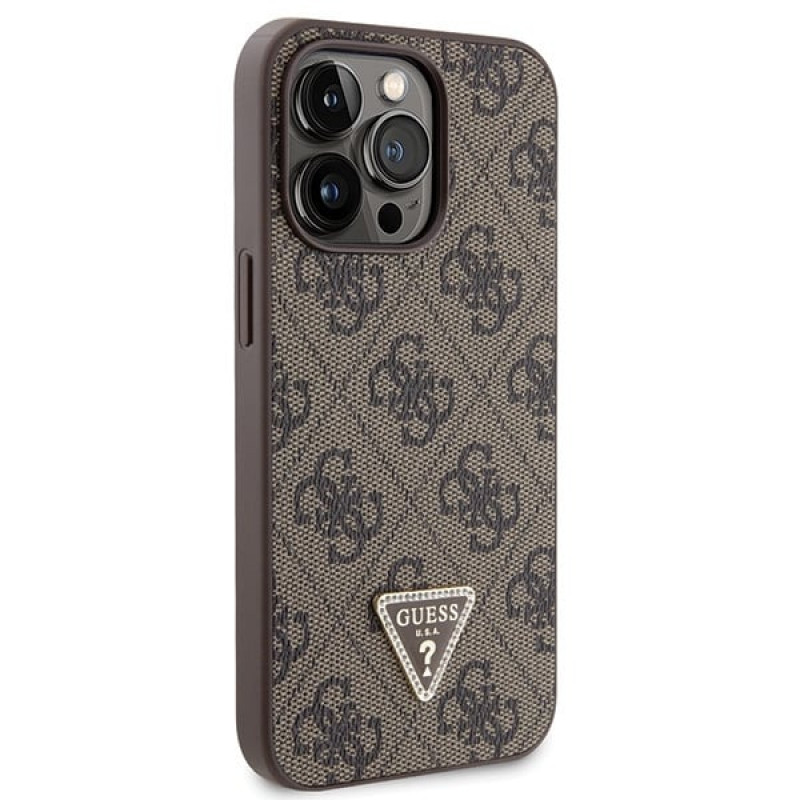 Guess GUHCP13LP4TDSCPW custodia rigida marrone per Apple iPhone 13/13 Pro, Crossbody 4G Metal Logo
