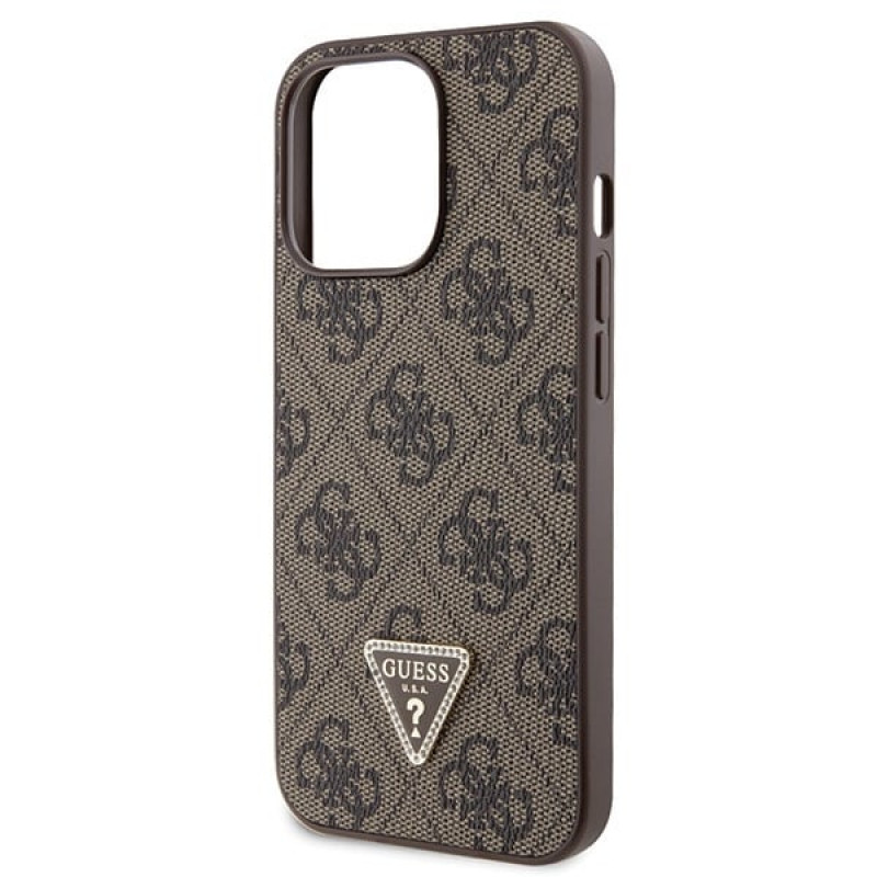 Guess GUHCP13LP4TDSCPW custodia rigida marrone per Apple iPhone 13/13 Pro, Crossbody 4G Metal Logo