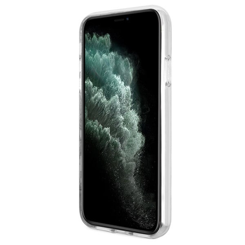 Guess GUBPN61H4EACSK Custodia + Caricatore wireless per Apple iPhone 11, 4G Print, custodia rigida nera, MagSafe