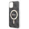 Guess GUBPN61H4EACSK Custodia + Caricatore wireless per Apple iPhone 11, 4G Print, custodia rigida nera, MagSafe