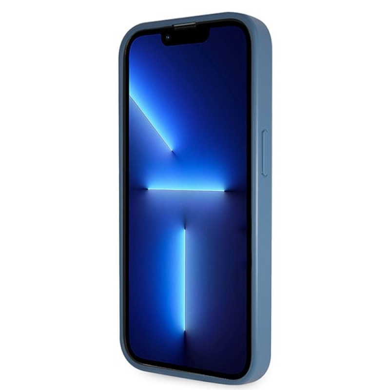 Guess GUHCP14XP4TDSCPB Custodia rigida blu per Apple iPhone 14 Pro Max, Crossbody 4G Metal Logo