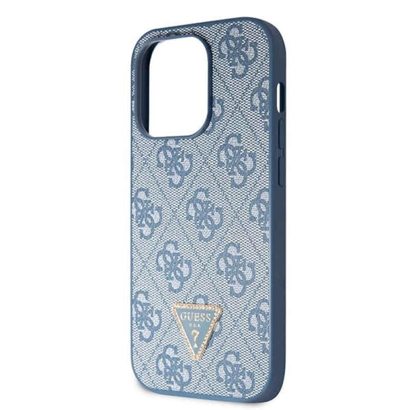Guess GUHCP14XP4TDSCPB Custodia rigida blu per Apple iPhone 14 Pro Max, Crossbody 4G Metal Logo