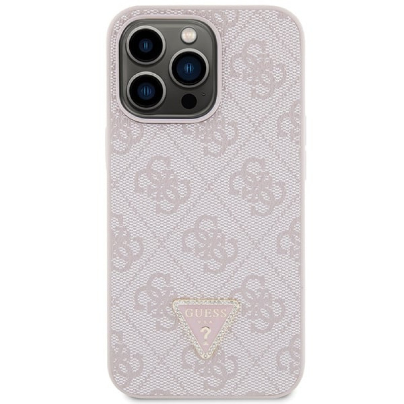 Guess GUHCP13LP4TDSCPP Custodia rigida rosa per Apple iPhone 13/13 Pro, Crossbody 4G Metal Logo