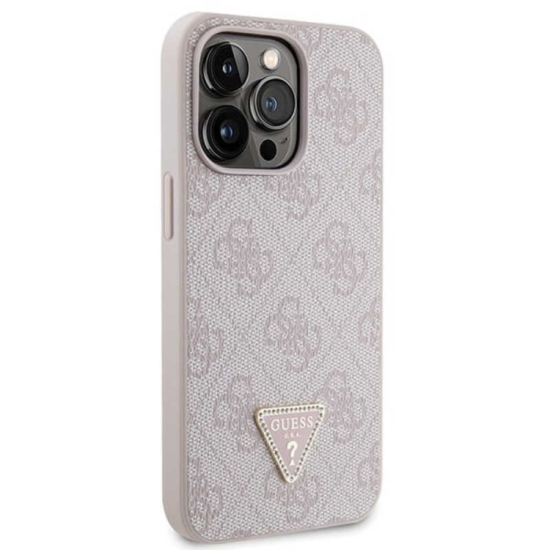 Guess GUHCP13LP4TDSCPP Custodia rigida rosa per Apple iPhone 13/13 Pro, Crossbody 4G Metal Logo