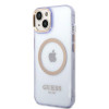 Custodia rigida Guess GUHMP14SHTCMU Apple iPhone 14 viola, Gold Outline Translucent, MagSafe