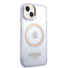Custodia rigida Guess GUHMP14SHTCMU Apple iPhone 14 viola, Gold Outline Translucent, MagSafe