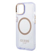 Custodia rigida Guess GUHMP14SHTCMU Apple iPhone 14 viola, Gold Outline Translucent, MagSafe