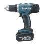 Trapano avvitatore senza fili Makita DDF453RFE con 2 batterie e mandrino autoserrante, nero/blu