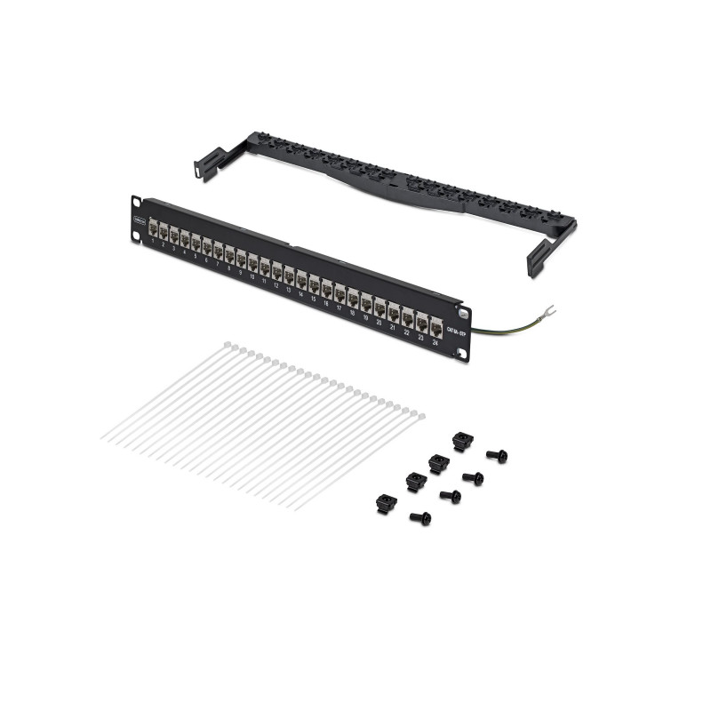 StarTech.com C6APANELSTP241UFT Patch panel passante 24 porte 1U, Cat6a schermato, RJ45, 19", nero