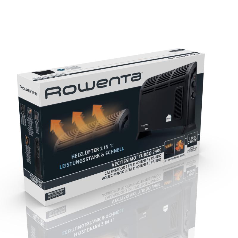 Termoventilatore convettore Rowenta Vectissimo Turbo CO3035F1, 2400 W, nero
