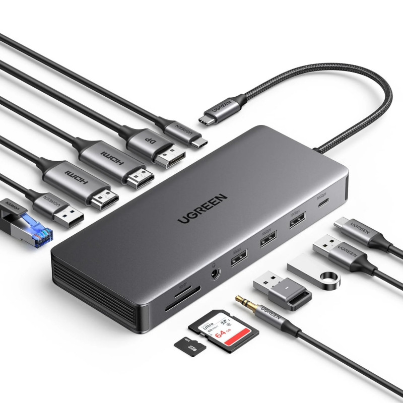 Docking station per laptop USB-C Ugreen Revodok Pro 313 (15978), UGR1851, 100 W, grigia
